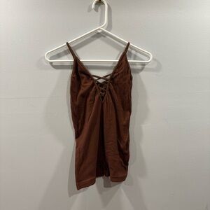 Brown ribbed bodysuit romper
